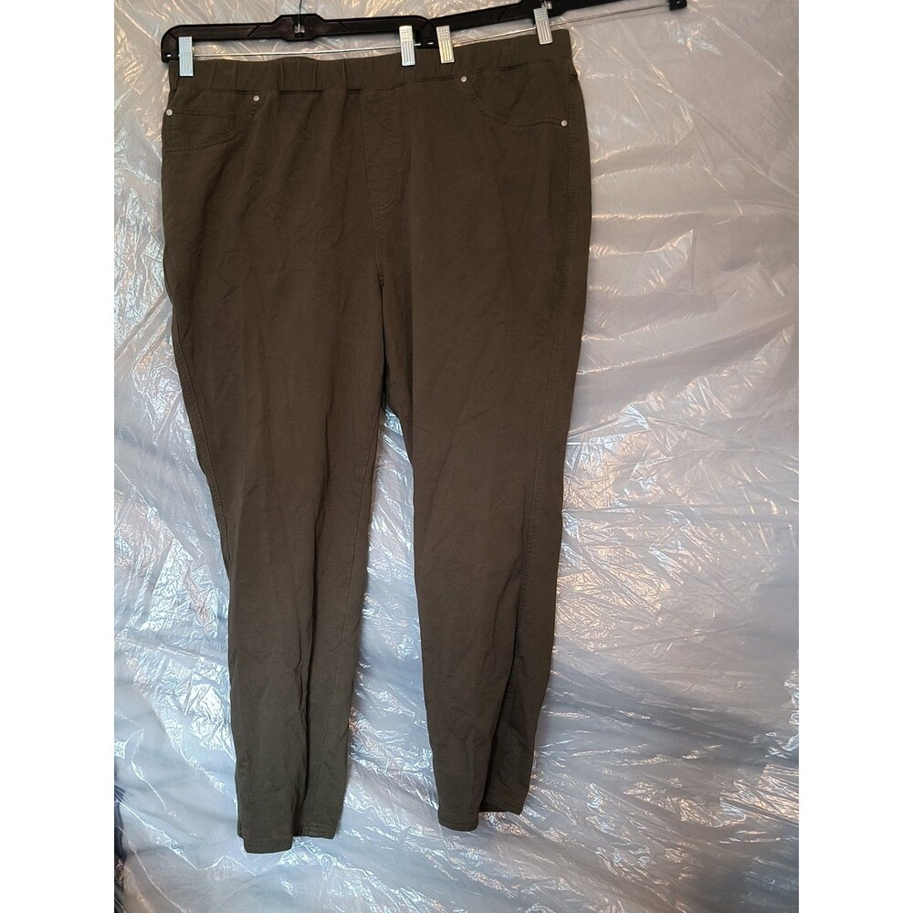 Catherine's knit jean pull-on pants women's 22/24w green